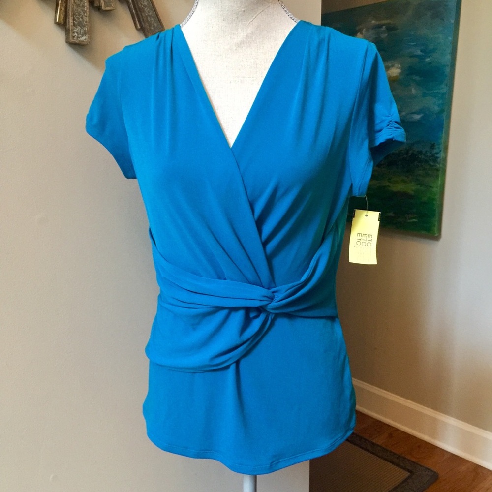 ETCETERA New! Draped Blue Top